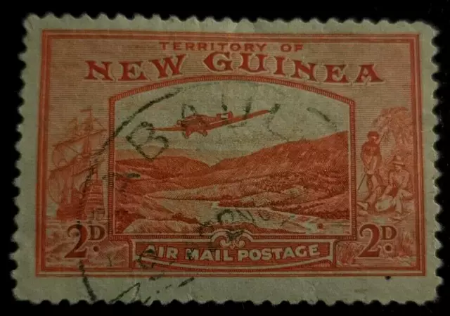 New Guinea: 1939 Plane over Bulolo Goldfield - New Design.. (Collectible Stamp).