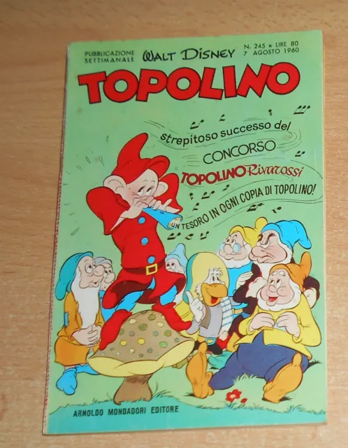 Ed.mondadori  Serie  Topolino   N° 245  1960  Originale  !!!!!