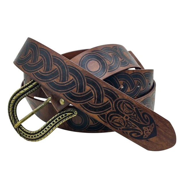 Knight Armor Belt for LARP Cosplay Costume, Brown Snake Head Q4L5
