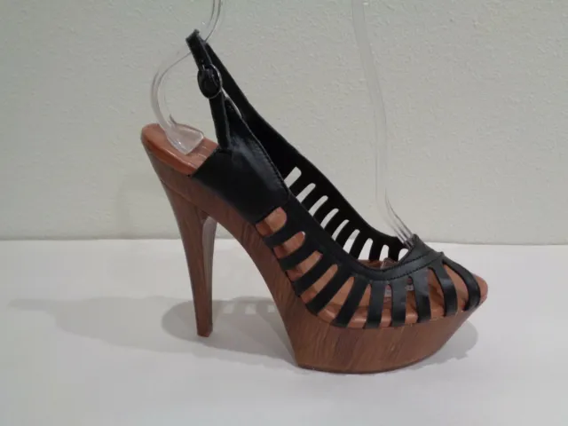 Jessica Simpson Size 8.5 M FINCH Black Leather Platform Sandals New Womens Shoes 2
