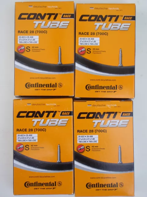 Continental Race 28 Road Bike Tubes 700C 19/25mm 42mm Valve 4 Pack *New*