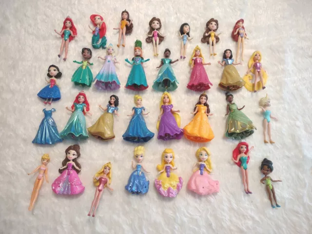 Lot of 30 Disney Princess Polly Pocket Magiclip Little Kingdom Dolls Snap-Ins
