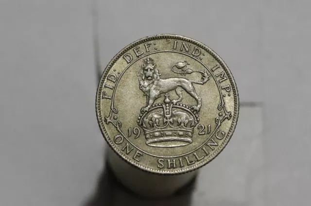 🧭 🇬🇧 Uk Gb Shilling 1921 Silver Very Rare Davies 1807 Die 4E B52 #5047.