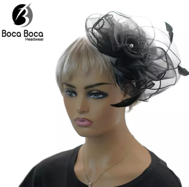 Something Special Crin Fascinator with Floral & Pearl Center Trim
