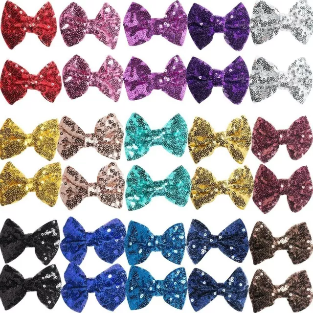 30-Piece Glitter Sequins 4" Hair Bows Alligator Hair Clips for Girls, Toddlers