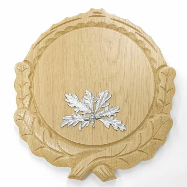 Placa de Jabalí Tallado Claro Af 16 CM Con 1 X 6-blättrigen Hoja Roble Portada