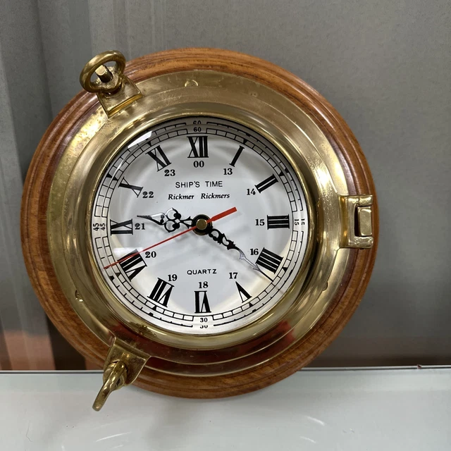 GERMAN RICKMER RICKMERS Heavy Brass Porthole Ships Time Clock Working £