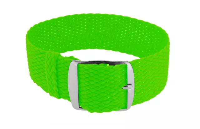 Minott Bracelet Montre Néon Vert Fibre Polyamide Tressé Boucle de Pin 18mm