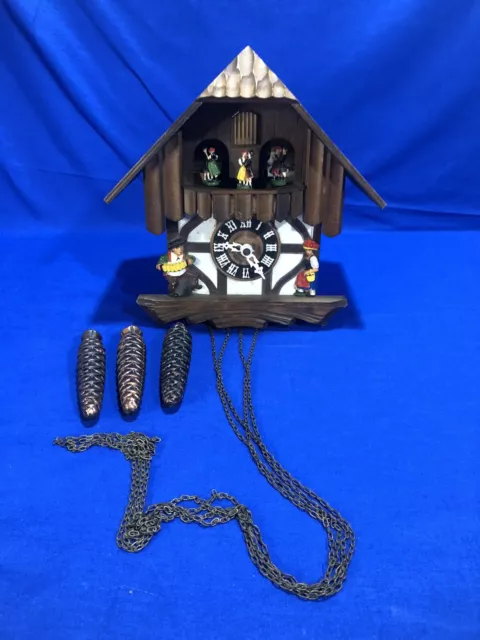 vintage black forest cuckoo clock parts Repair German Chalet Dancers Music Wood