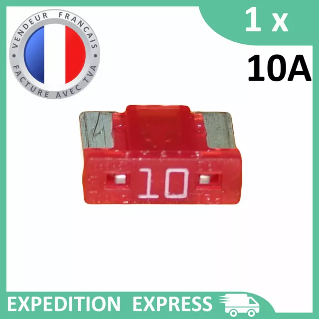 1 mini fusible 10A auto moto à lame low profile rouge