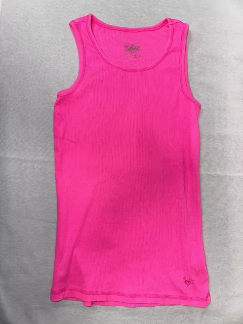 Justice Hot Pink T-shirt Tank Top Girls Ribbed sz 14 Cotton Sleeveless Vintage