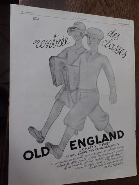 OLD ENGLAND magasin par René RAVO + GIBBS publicité papier ILLUSTRATION 1929