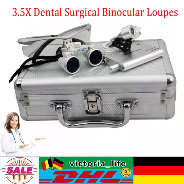 Dental Surgical Binocular Loupes 3.5X Binokularlupen Kopflupe Lupenbrille 1 W