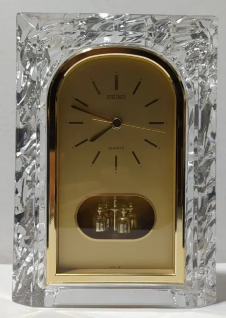 Vintage Seiko Clock Quartz Lead Crystal Mantle Shelf Desk Japan Ref QQZ127S