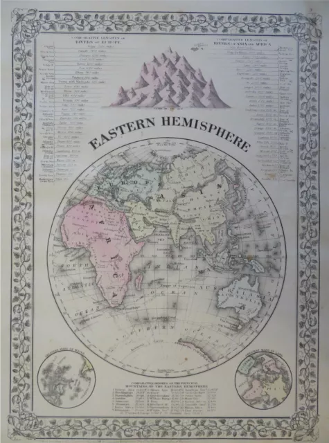 Eastern & Western Hemispheres 1881 Mitchell 2 sheet map 2