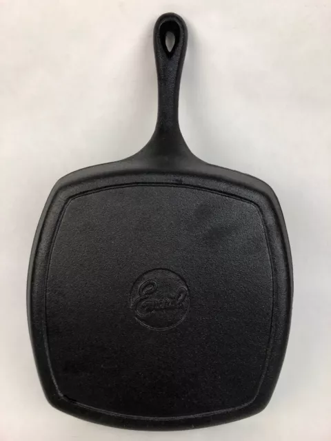Old Vintage Emeril Cast Iron Square Grill Fry Pan Skillet Cooking Camping Tool