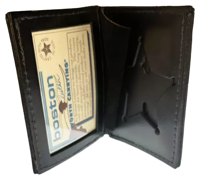 BOSTON LEATHER BOOK STYLE BADGE WALLET: 5 Point Star Cutout (150-5063)