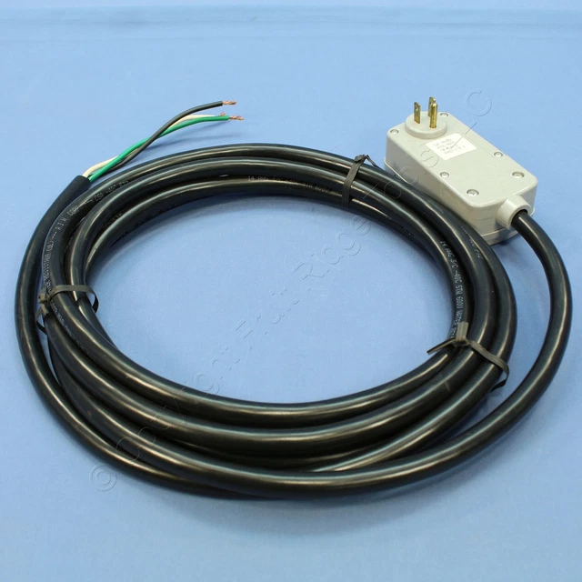 Leviton GFCI Right Angle Plug w/ 14AWG 600V 15ft. Cable NEMA 5-15P 15A 120V 6593