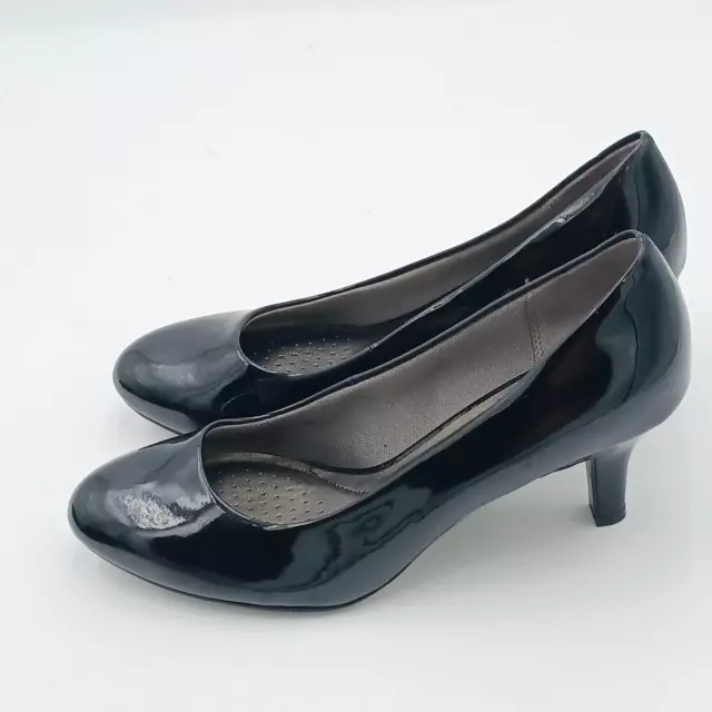 Life Stride Heels Womens 10 W Lively Dress Pumps Black Faux Leather 3" Heel