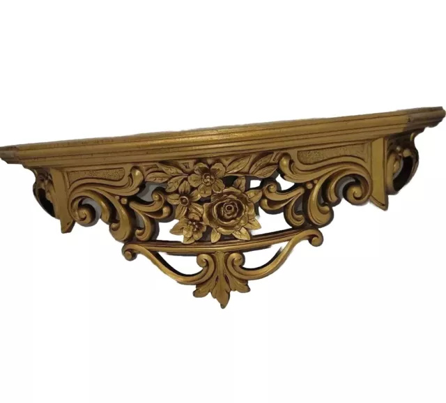 Dart Resin Gold Wall Shelf Hollywood Regency Syroco.