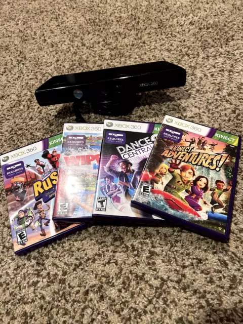 Microsoft Xbox 360 Kinect Motion Sensor Bar Black & 4 games - bundle