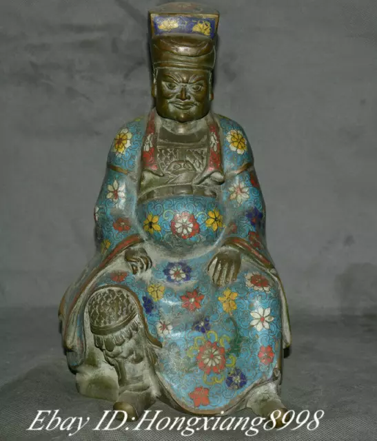 11.8" Old Cloisonne Enamel Bronze Dynasty Civil Servants Civil Official Statue