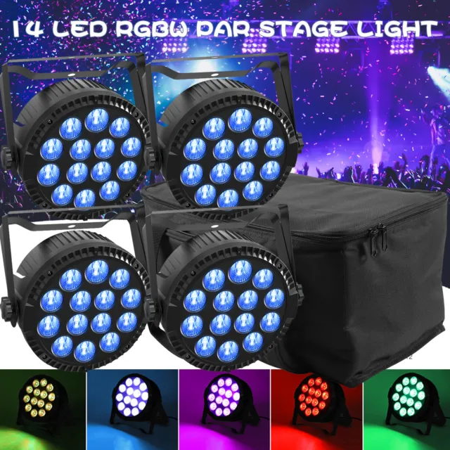 4X 14 LED 180W Par Light RGBW DMX Wash Beam Disco Party Club Stage Lighting