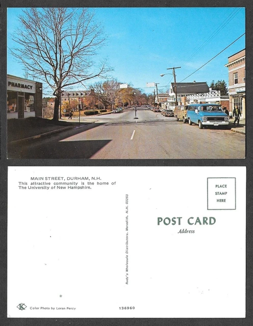 Old New Hampshire Postcard - Durham - Main Street Scene