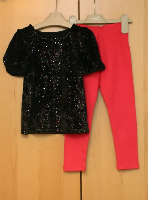 Next Girls Black  Sparkly Top Age 4 Years & Pink Leggings Age 3-4 Years BNWT