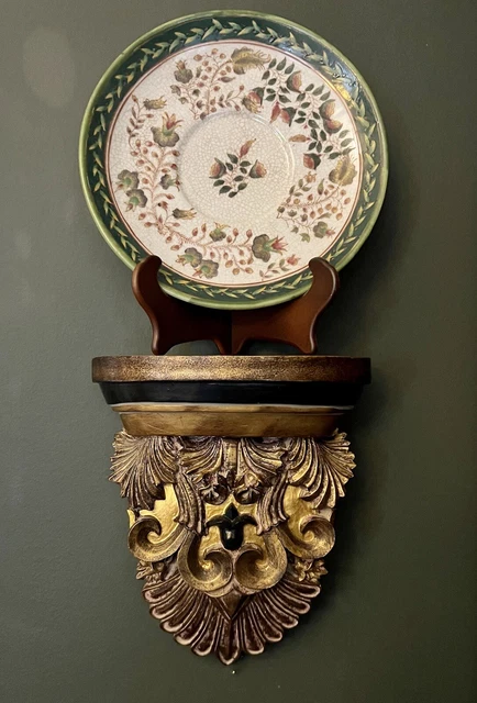 Gold Baroque Carved Style Wall Shelf Sconce