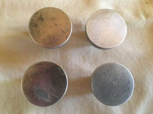 4 Vintage Weathered Silver Toned Finish Round Knobs/Pulls - 1"