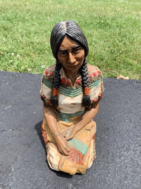 Vintage 1985 Native American Indian Woman by Universal Statuary Corp 1985, 12”