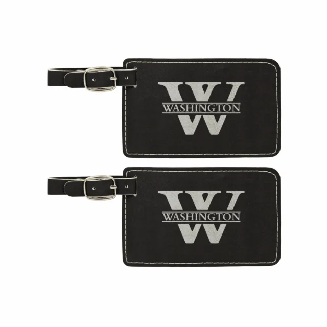 Personalized Luggage Tags Monogram Custom Initial Name 2 pk Engraved Leatherette