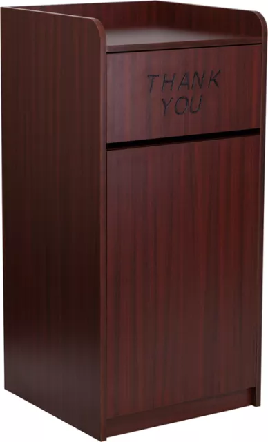 Restaurant Trash Can Receptacles in Mahogany Finish - Wood Tray Top Receptacle