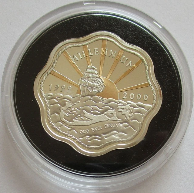 Bermuda 2 Dollars 1999 Millennium Silver