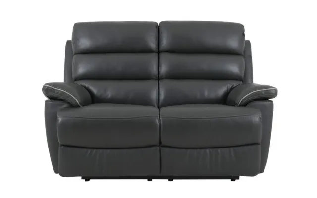 ScS Griffin Oslo Flint/Antimony Pipe Leather 2 Seater Sofa RRP £1129.99