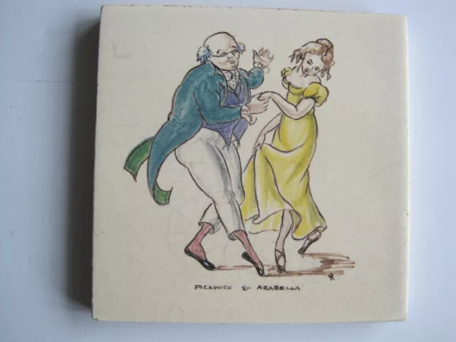 Vintage 4 1/8" Rhotico Tile - Pickwick & Arabella (Dickens) - Rosalind Ord