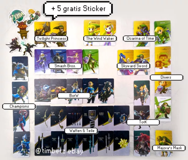 40x Zelda NFC Karten [Große] wie Amiibo - legend totk botw komplett set figur