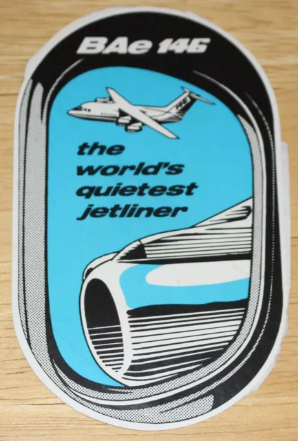 1980s British Aerospace BAe 146 The World's Quietest Jetliner Sticker