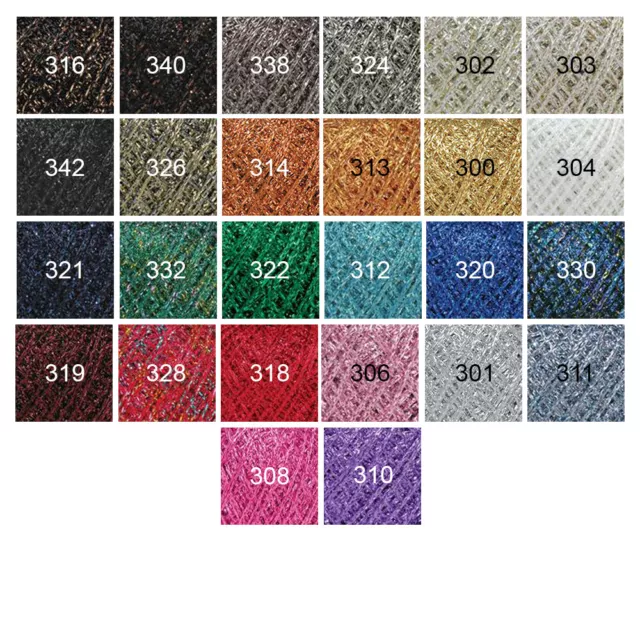 Anchor Artiste Metallic Yarn Wool Sparkle 4Ply Knit Crochet Viscose 25g 2