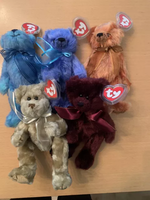 Ty Beanie Babies Attic Treasures x5 Bears 1993-2000