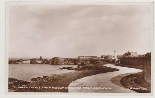 Scotland East Lothian Dunbar Castle Harbour Postcard RP