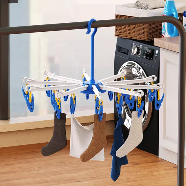 Foldable Hanger Airer Dryer Rack with 20 Clips for Underwear Small Clothes 2PCS