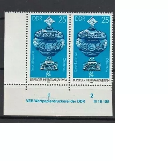 DDR-Paar Mi.Nr. 2892 postfrisch ** ___/___ EUL mit Druckvermerk ___/___ mit DV