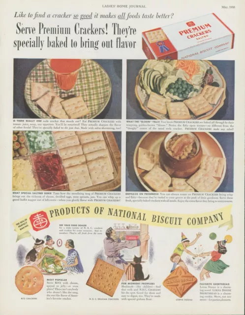 1938 National Biscuit Co Crackers Ritz Black Cat Lorna Doone Vtg Print Ad LHJ2