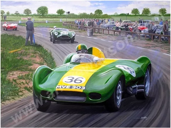 Archie Scott Brown ,1957 Lister Jaguar print Snetterton-hand signed Brian Lister