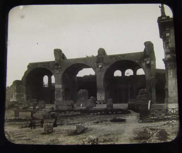 Glass Magic lantern slide ROME - THE FORUM BASILICA OF CONSTANTINE C1890 ITALY
