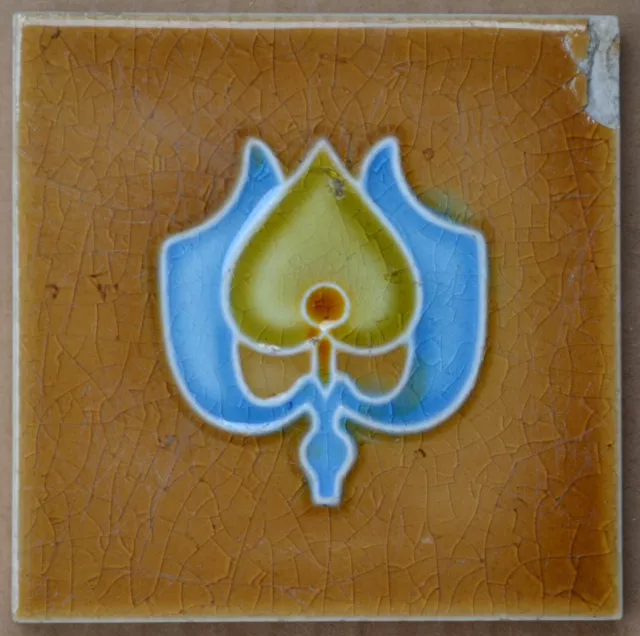 England - Antique Art Nouveau Majolica Tile C1900