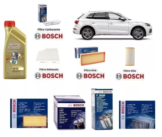 Kit de Filtres Entretien Bosch + Huile pour Audi Q5 2.0 TFSI 165 Kw 224 HP