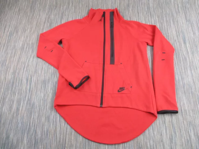 Nike Sportswear Tech Fleece Womens Medium Moto Cape Jacket Red 642688-647